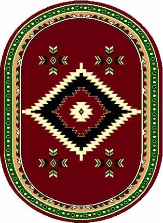 SOUTHWESTERN APACHE THEME 5X8 OVAL AREA RUG, CARPET LODGE DESIGN 