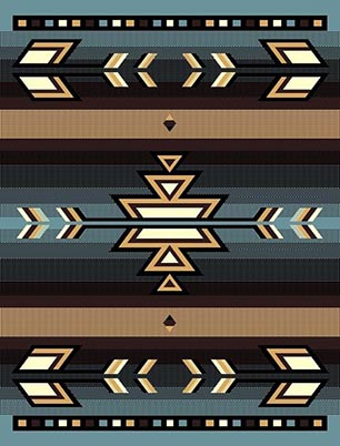 SOUTHWESTERN APACHE THEME AREA RUG 5x8 LIGHT BLUE  